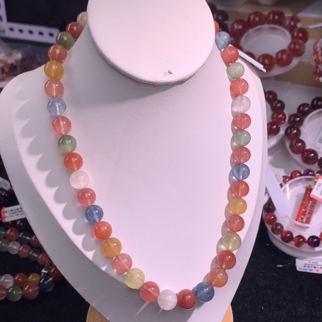 颈饰未镶嵌水晶彩兔毛项链