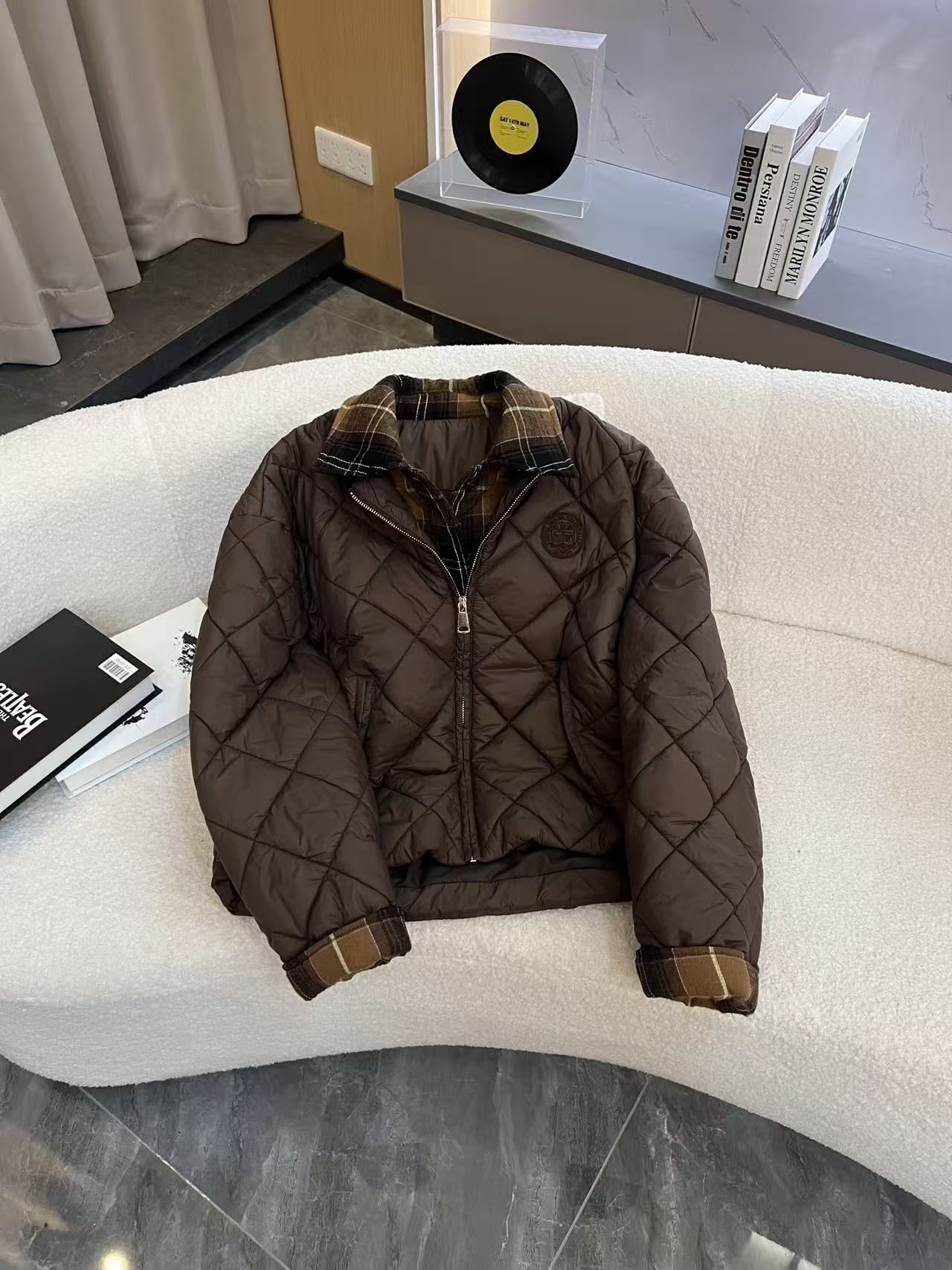 秋冬新款菱格时尚百搭翻领棉服保暖外套LG-21