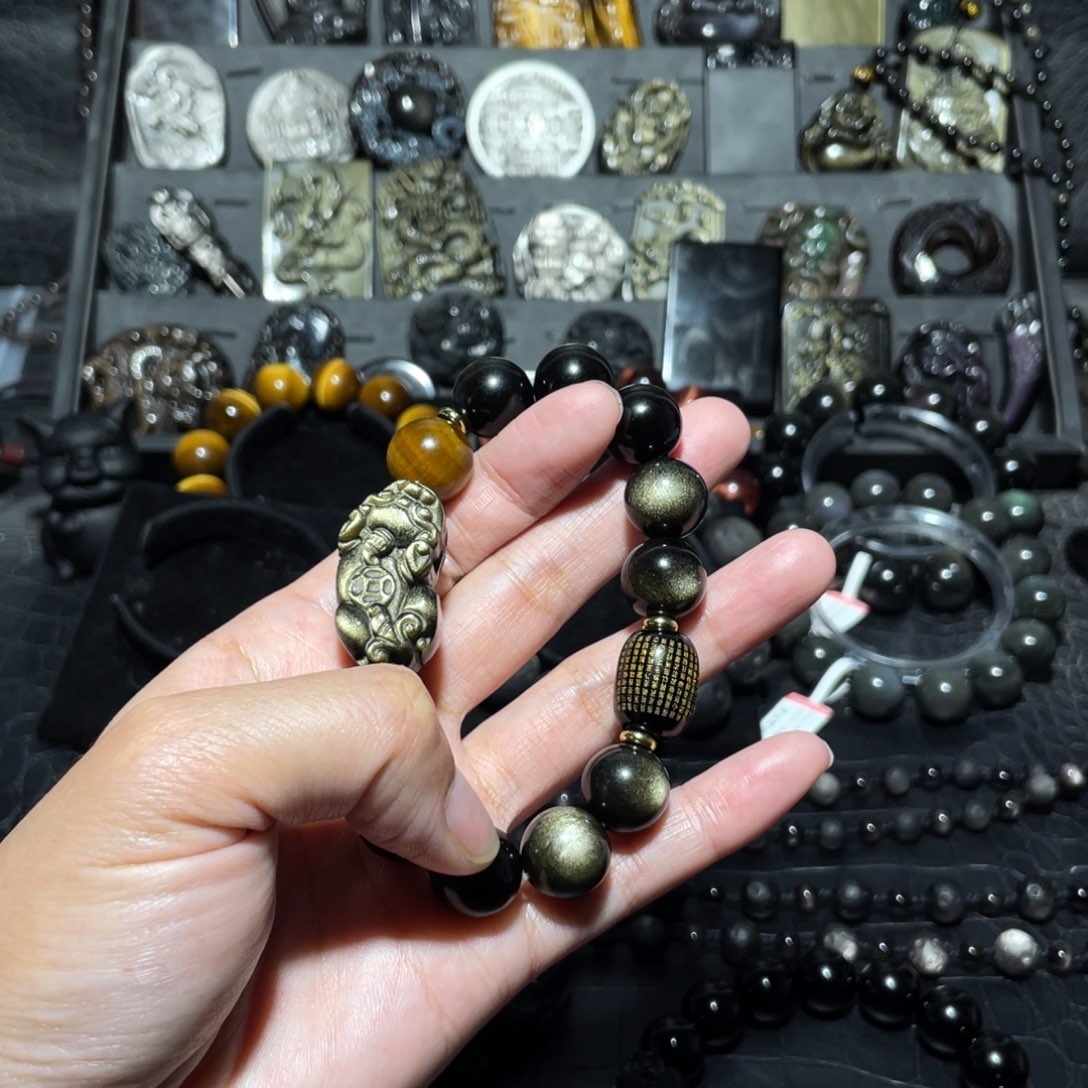 黑曜岩手链未镶嵌就***个