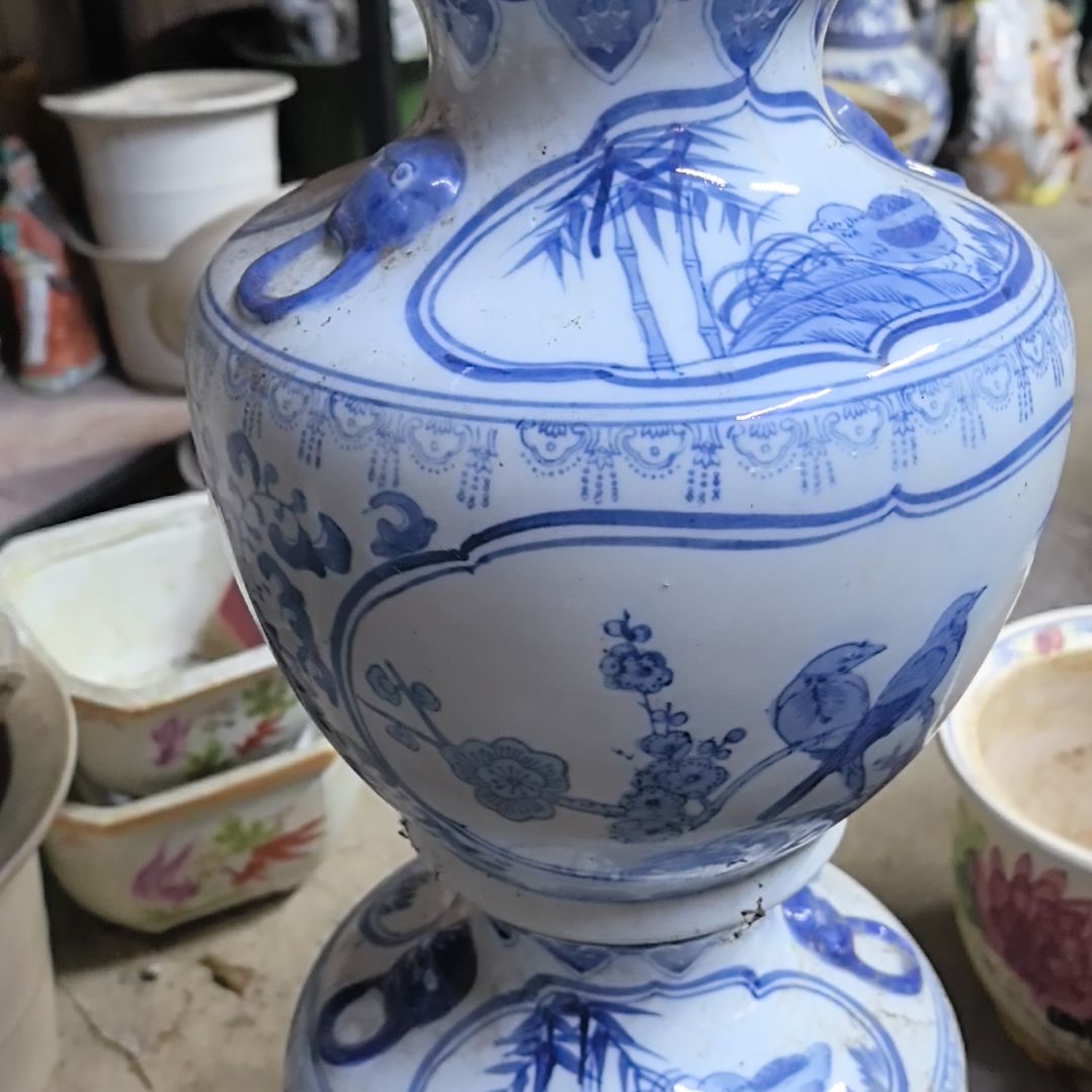 幸***英青花瓷器花瓶两个包邮