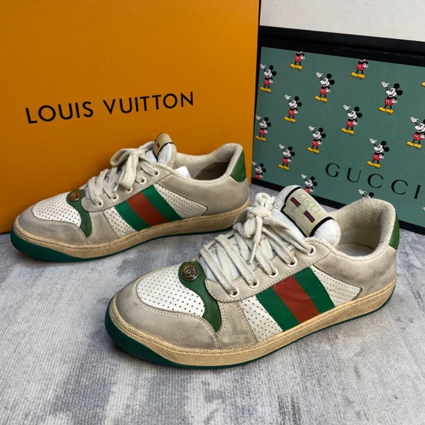 95新 GUCCI/古驰 经典绿色做脏做旧休闲脏脏鞋/41.5-42欧