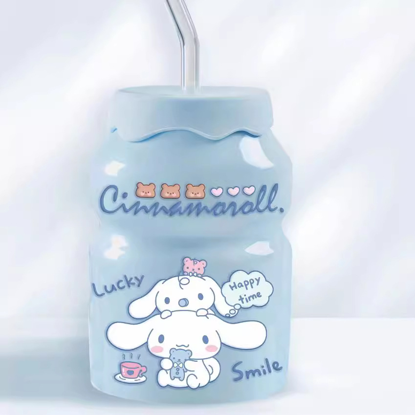 库洛米玉桂狗凯蒂猫吸管杯陶瓷高颜值水果水杯家用喝水杯子礼品