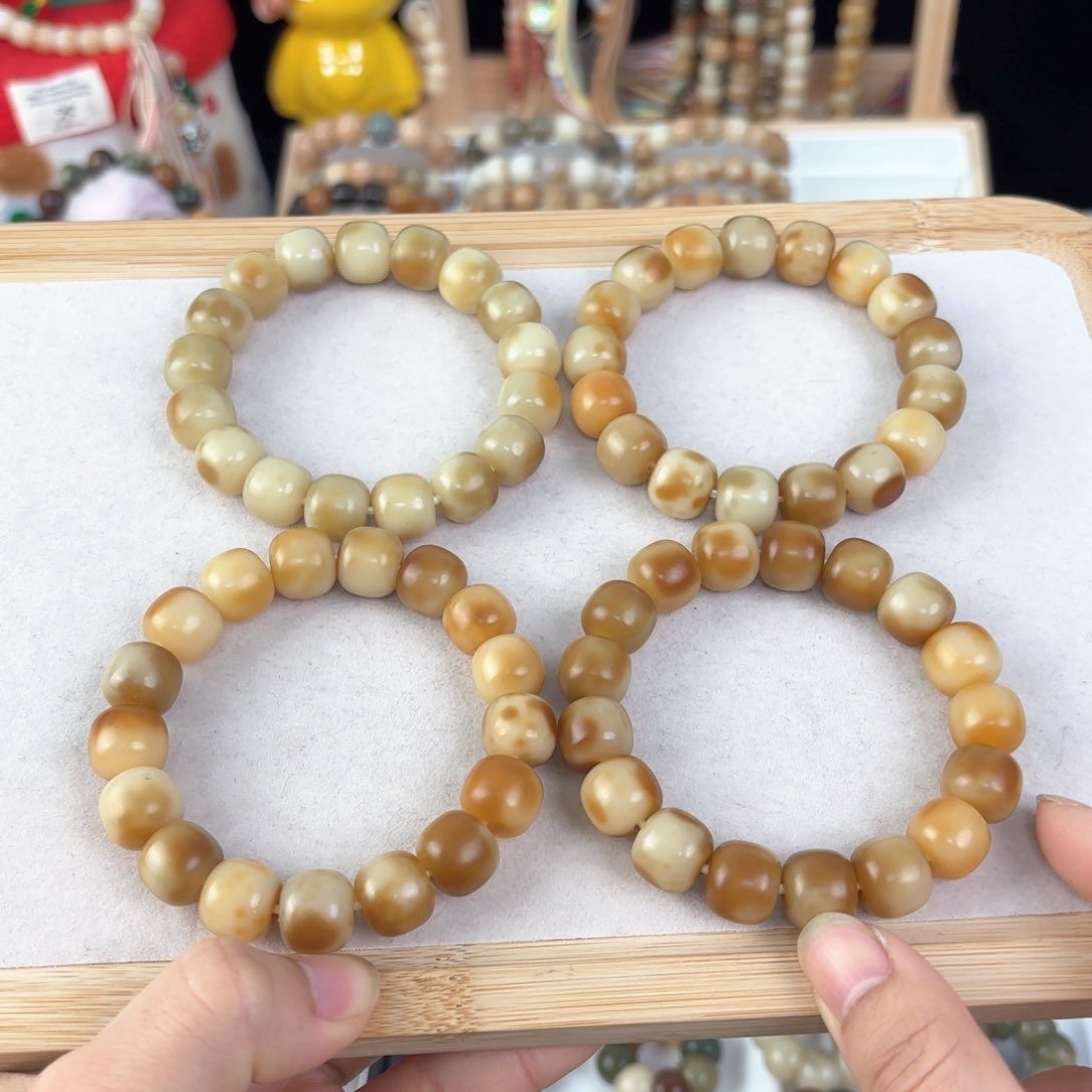 白玉菩提吊坠卡13干磨 桶珠