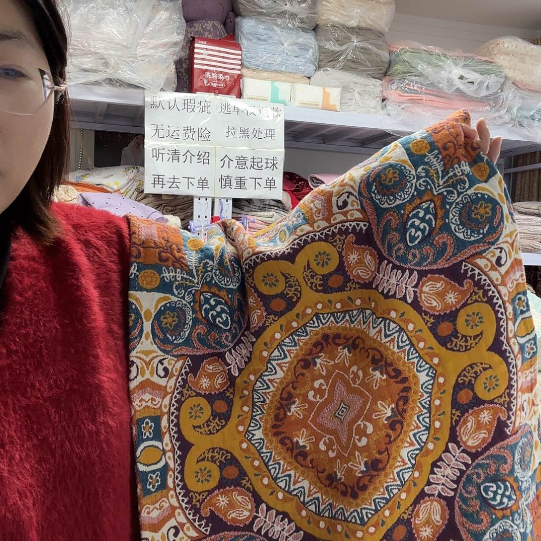 棉纯棉糖卡枕巾一对