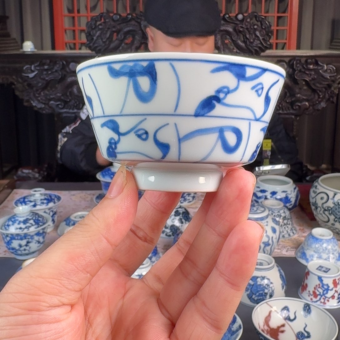 宁封窑刀子杯青花杯