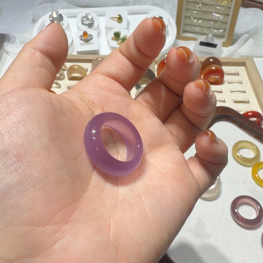 肉***感玛瑙/玉髓未镶嵌戒指