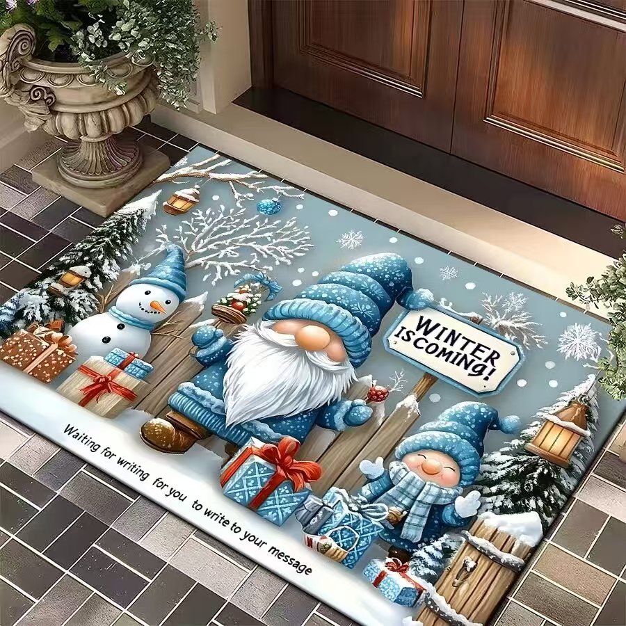 【60*90cm】圣诞蓝色地垫圣诞氛围地垫浴室吸水耐脏防滑洗手间脚垫