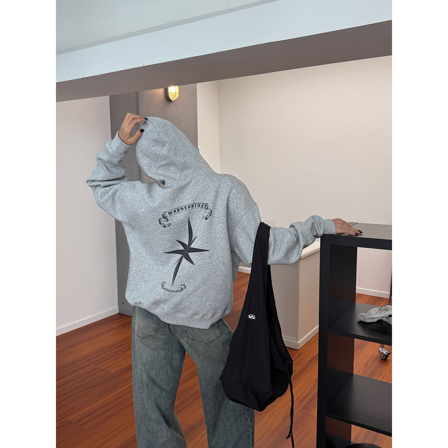 19studio WAYNEPRINCE韩版简约印花长袖卫衣宽松百搭潮流外套男女