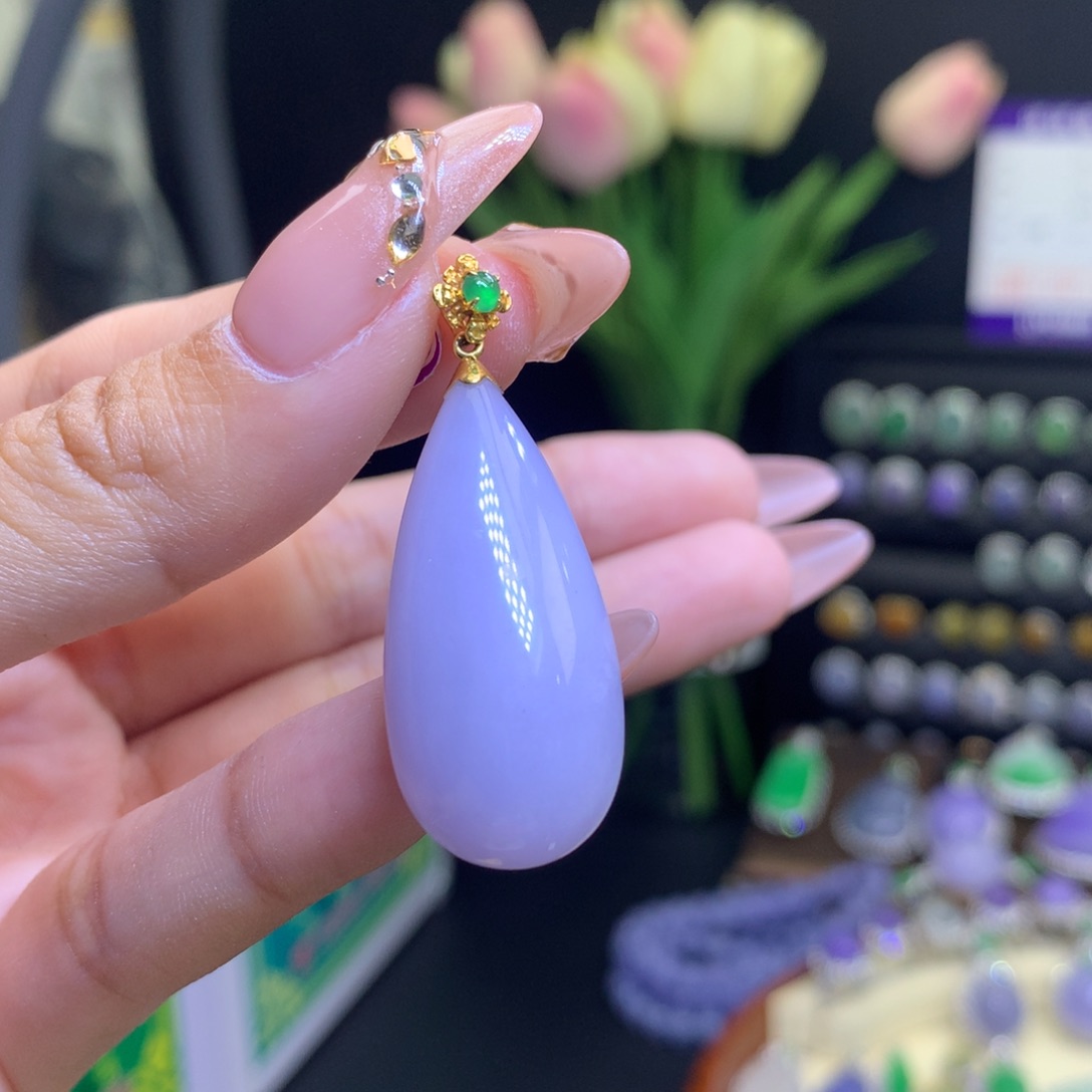 翡翠颈饰18K金镶嵌天然