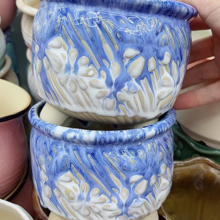 多肉绿植陶瓷花盆9.9包邮，有孔