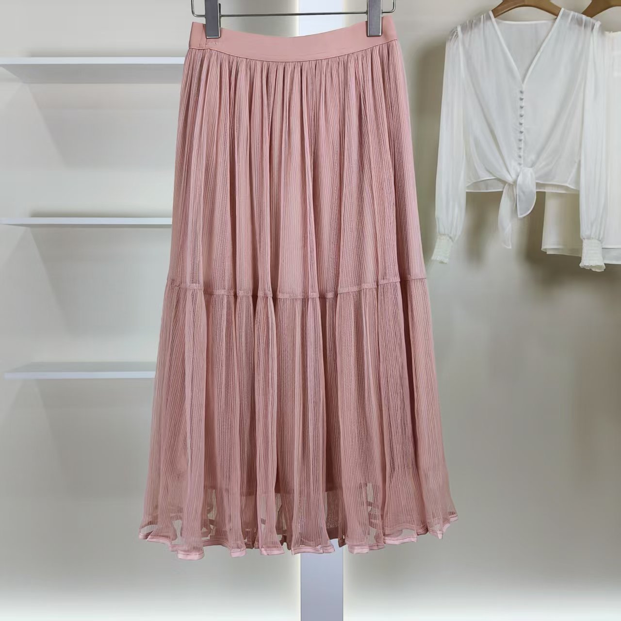 麦迪尚品【白LY】50424234 春季时尚仙仙网纱长半裙品牌撤柜女装