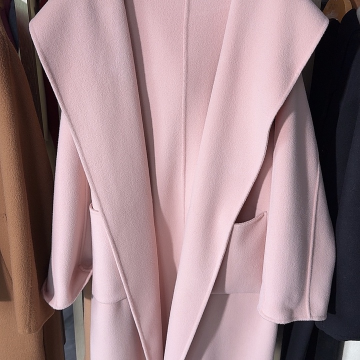 805粉色羊绒羊毛大衣