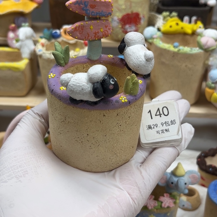 140洋洋花盆手绘陶瓷