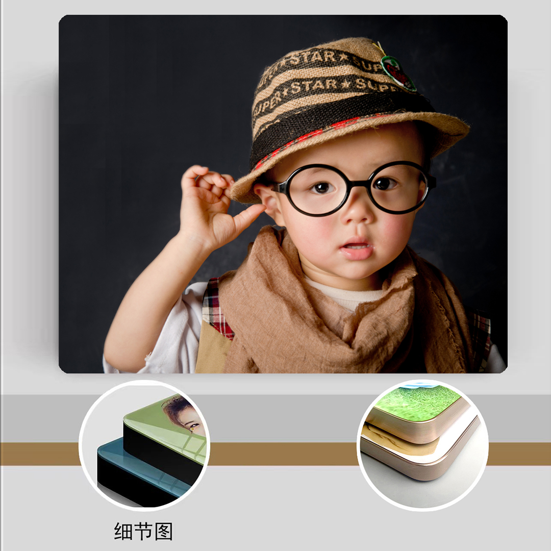 16寸20寸亚克力大韩水晶高档无边框简约轻奢风圆角时尚挂墙相框