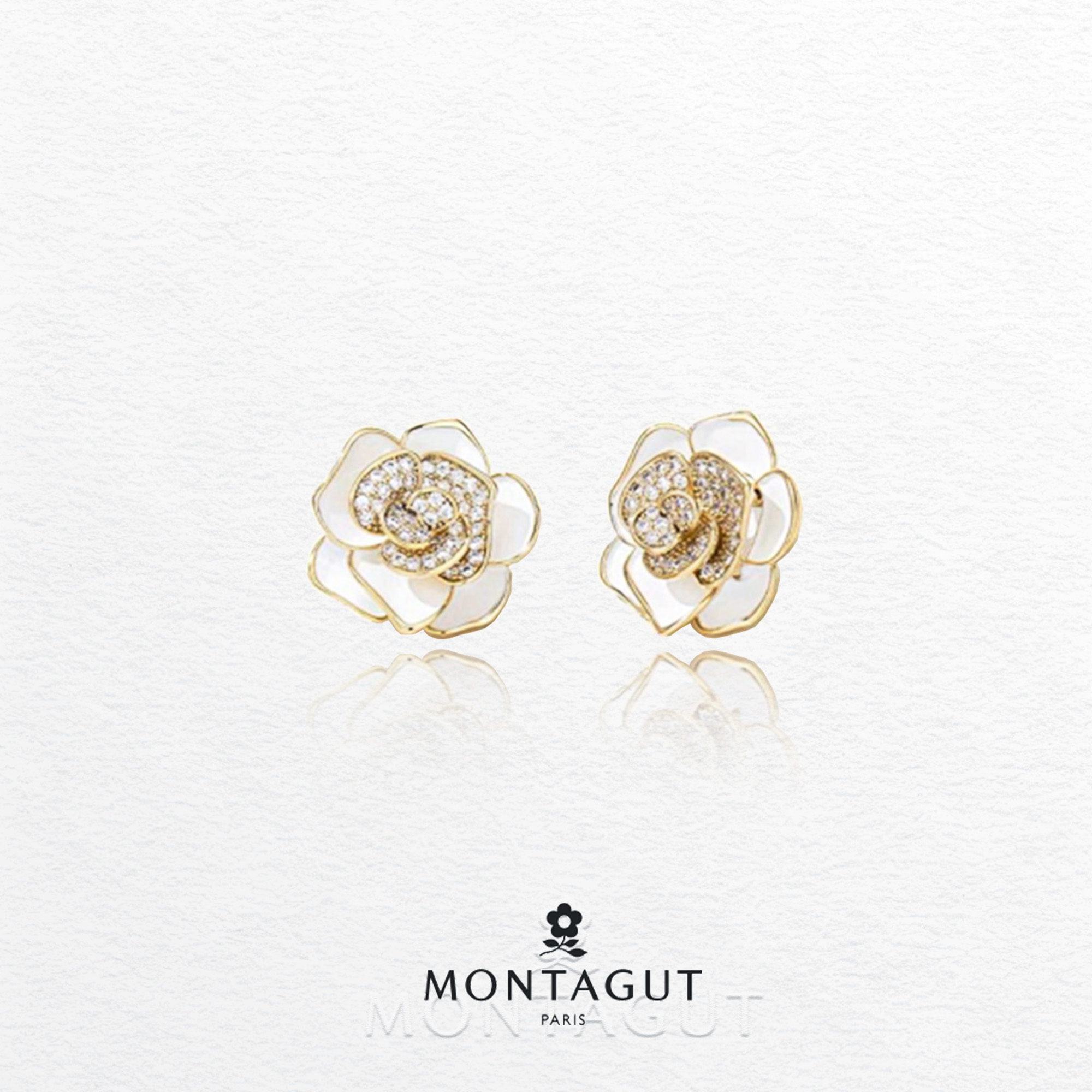 铜合金锆石耳饰 法国梦特娇轻奢系列澜花绽放耳钉【3502】JJ