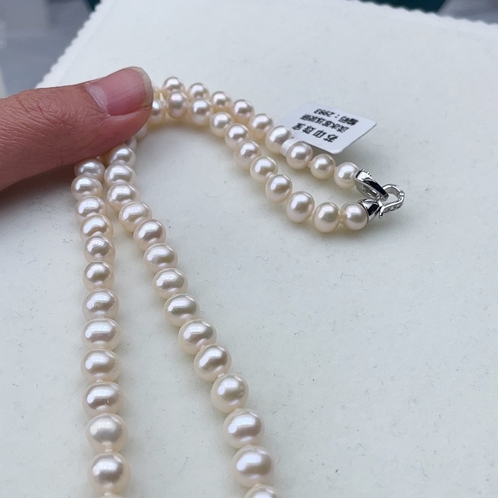 淡水珍珠颈饰银S925镶嵌卡7-8