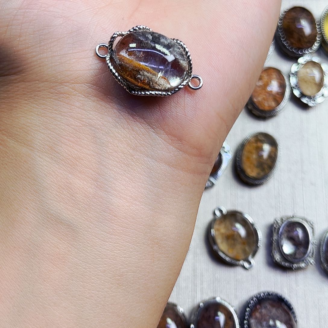 水晶戒指银S800镀金镶嵌用***1