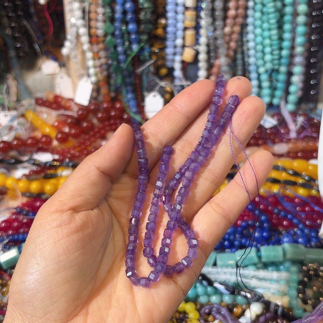 玛瑙/玉髓未镶嵌珠宝半成品紫水晶方糖卡4一条