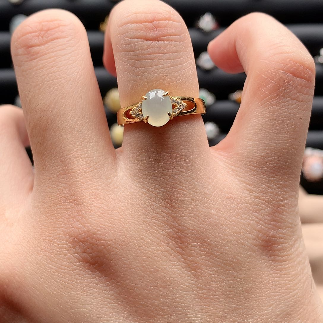 翡翠戒指银S925镶嵌0031