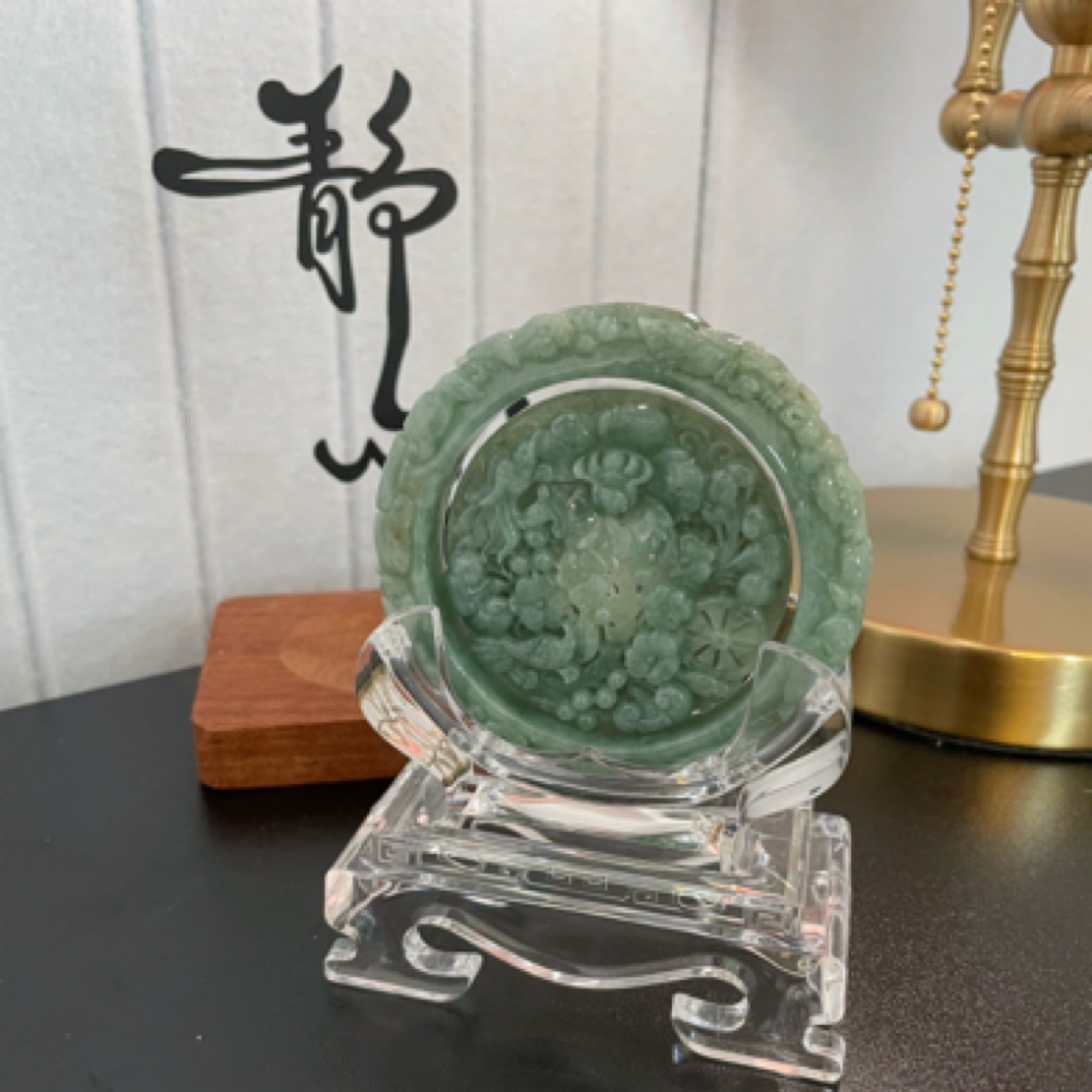 翡翠手镯（60）带链 喜上枝头 套镯