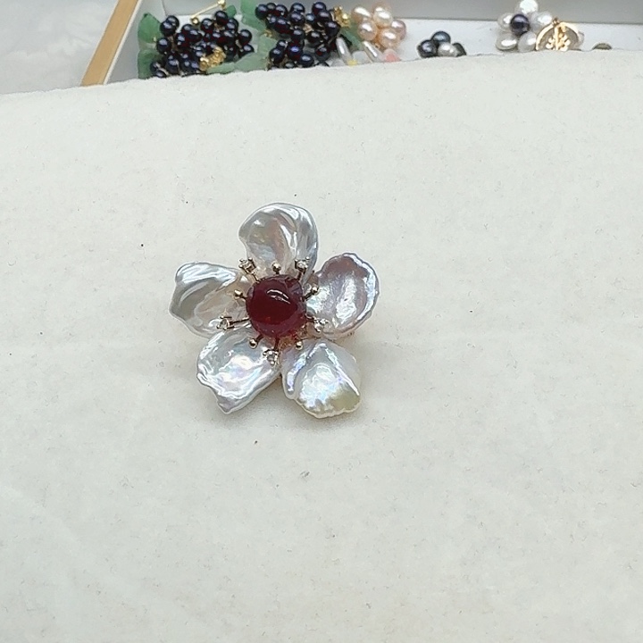 淡水珍珠发饰银S925镶嵌