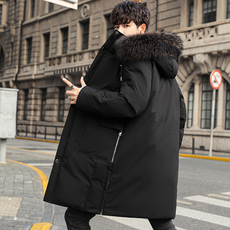 国标90绒貉子毛领冬季新款男士羽绒服休闲中长款加厚羽绒服839
