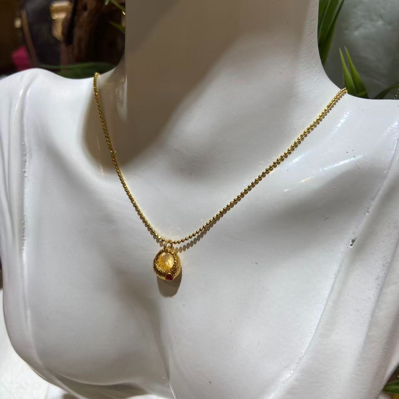 培育红宝石【小民】气质培育红宝石18k小钱包首饰吊坠-HJ170