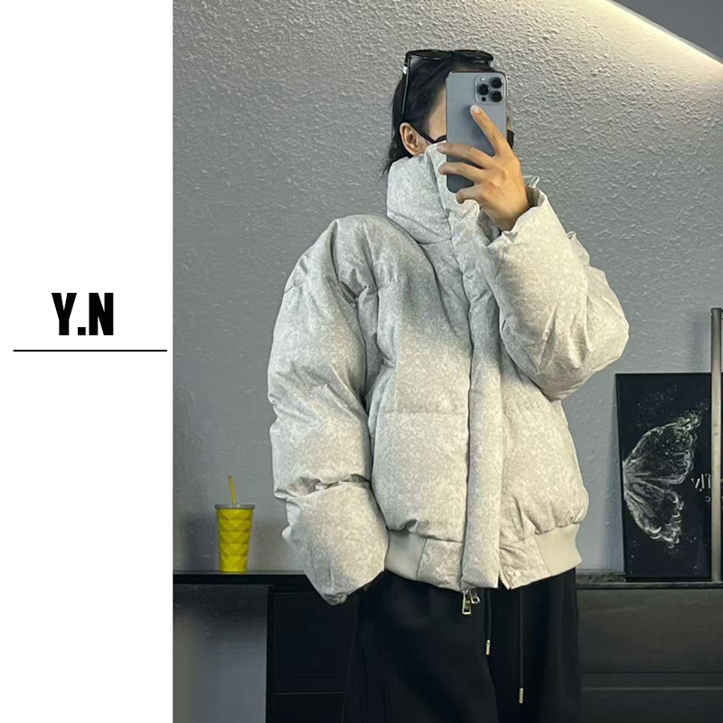 美式短款棉服时尚立领加厚棉衣男冬季潮牌设计宽松面包服百搭棉袄