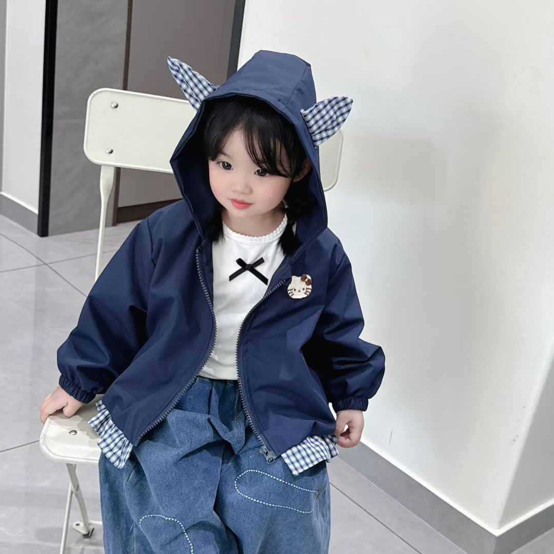 格子连帽宝宝拉链衫外套幼儿园穿搭儿童秋季韩版普通外套洋气韩版