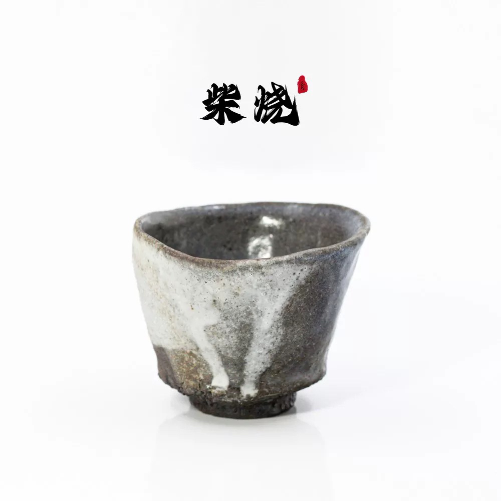 长安28烧第六窑柴烧粉引挂分杯铕山子2024年冬手作非对称杯130ml