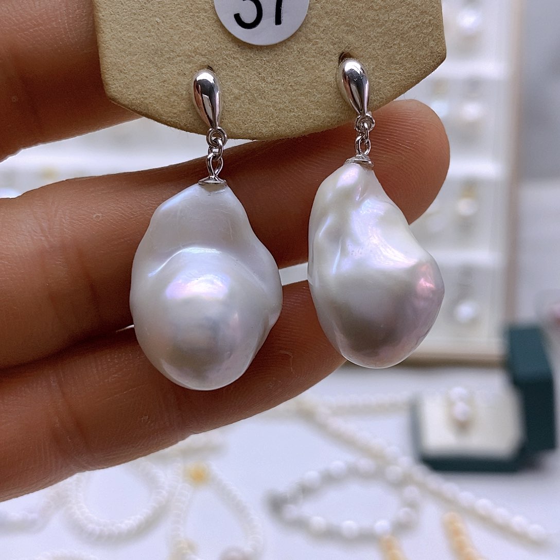 淡水珍珠耳饰银S925镶嵌
