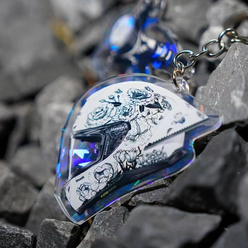 摩雷士r50spro头盔百花齐放挂件ins亚克力钥匙扣机车情侣包包挂饰
