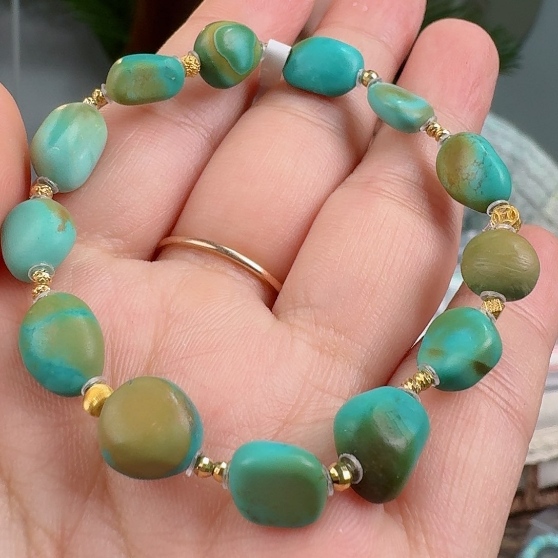 绿松石珠宝奇石18K金镶嵌
