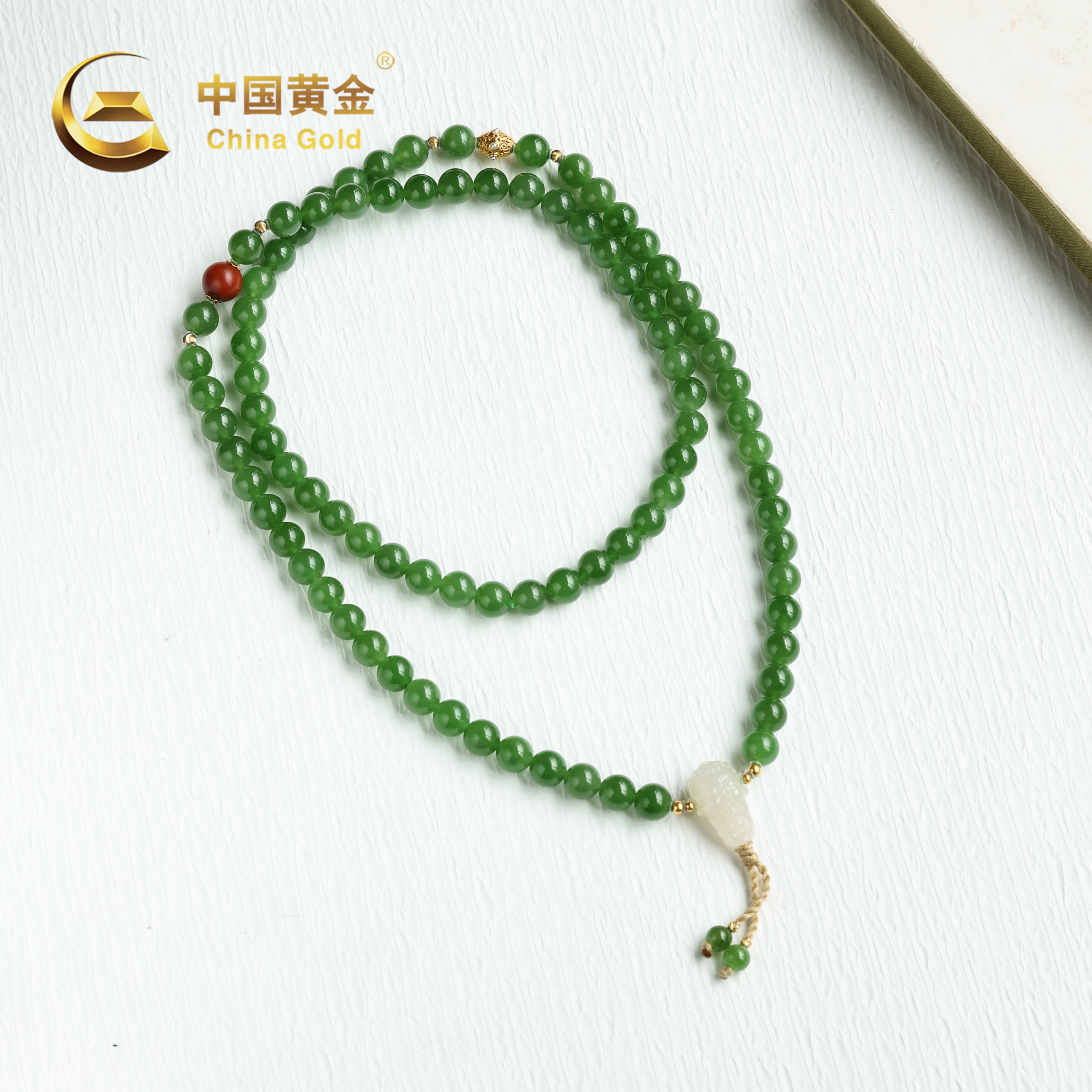 【中国黄金】萍沁 | 和田玉*项链*18k金镶嵌-X2886-Y