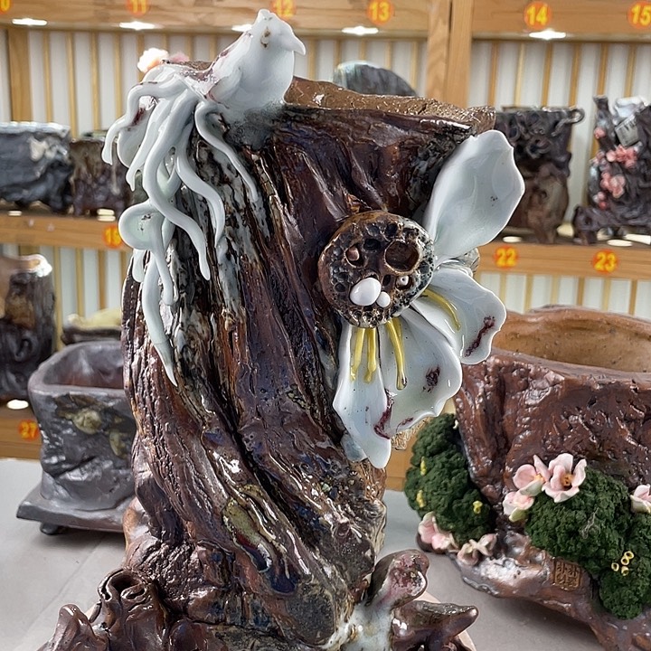 紫砂花盆景德镇陶瓷