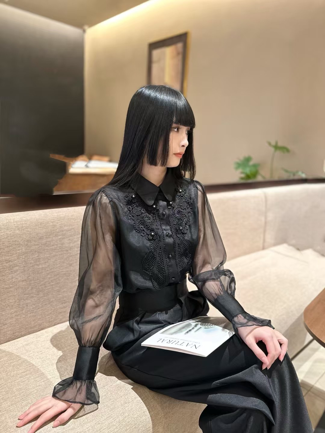 【RZ】高级感欧根纱透透衬衫