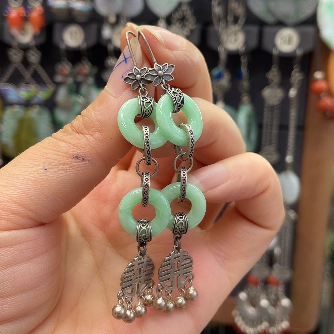 ****丅翡翠银S925镶嵌耳饰076ghjhhj