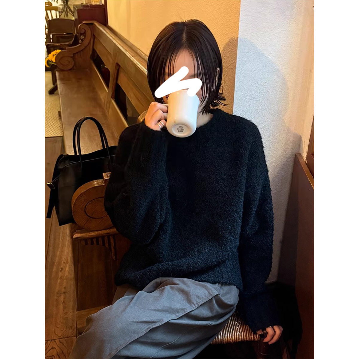 Miss sumeyY4023自制重磅含羊毛颗粒绒加厚毛衣秋冬百搭针织衫女