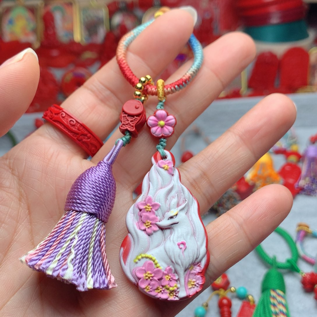 天然辰砂工艺品朱砂钥匙扣包包挂