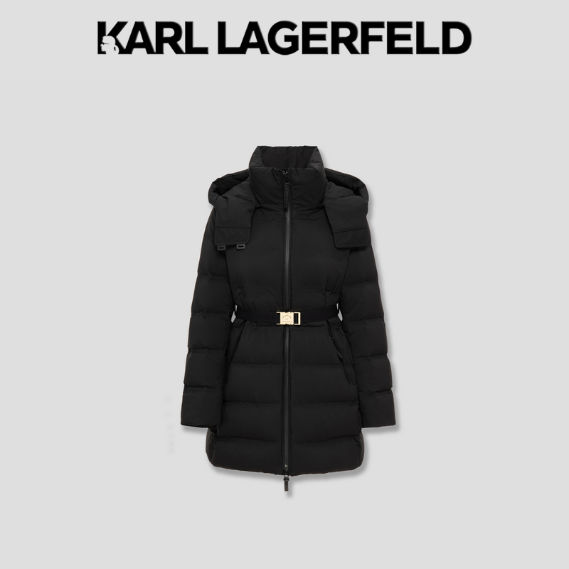 KARL LAGERFELD中长款连帽绗缝羽绒服M27E4026