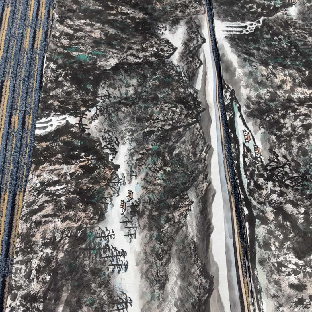 国画国画山水95*35。立春。琪