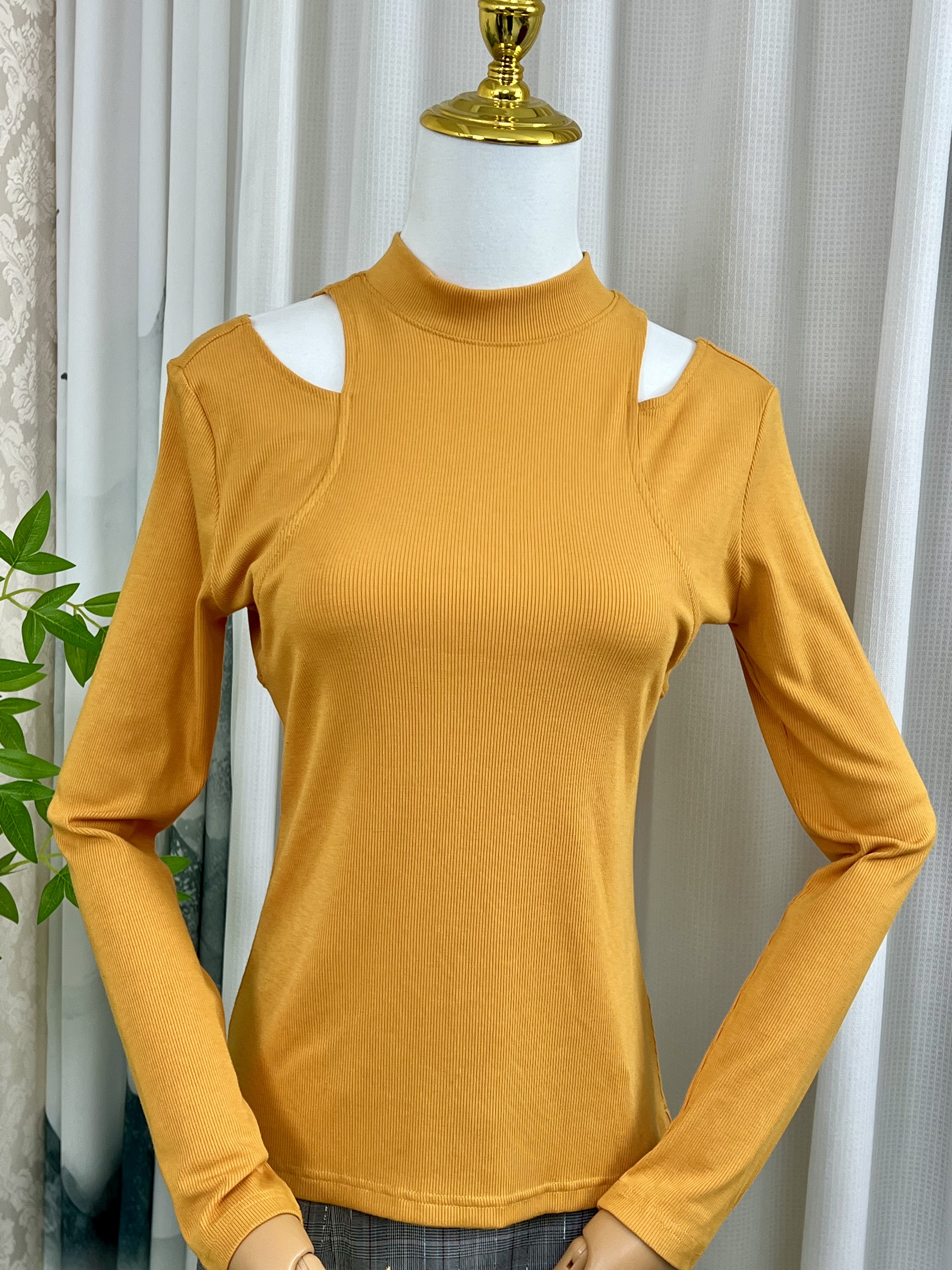 春季长袖圆领显瘦薄款毛针织衫衫套头时尚半高领