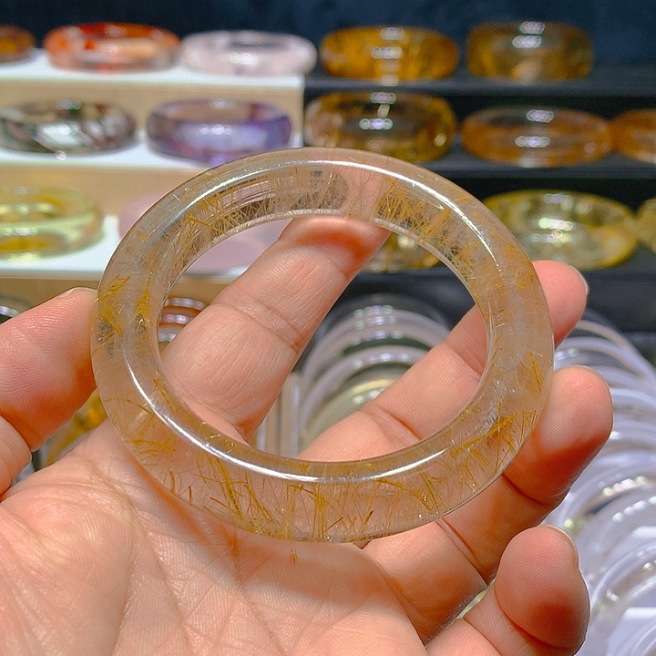 发晶手镯未镶嵌用****3天然发晶手镯57圈口