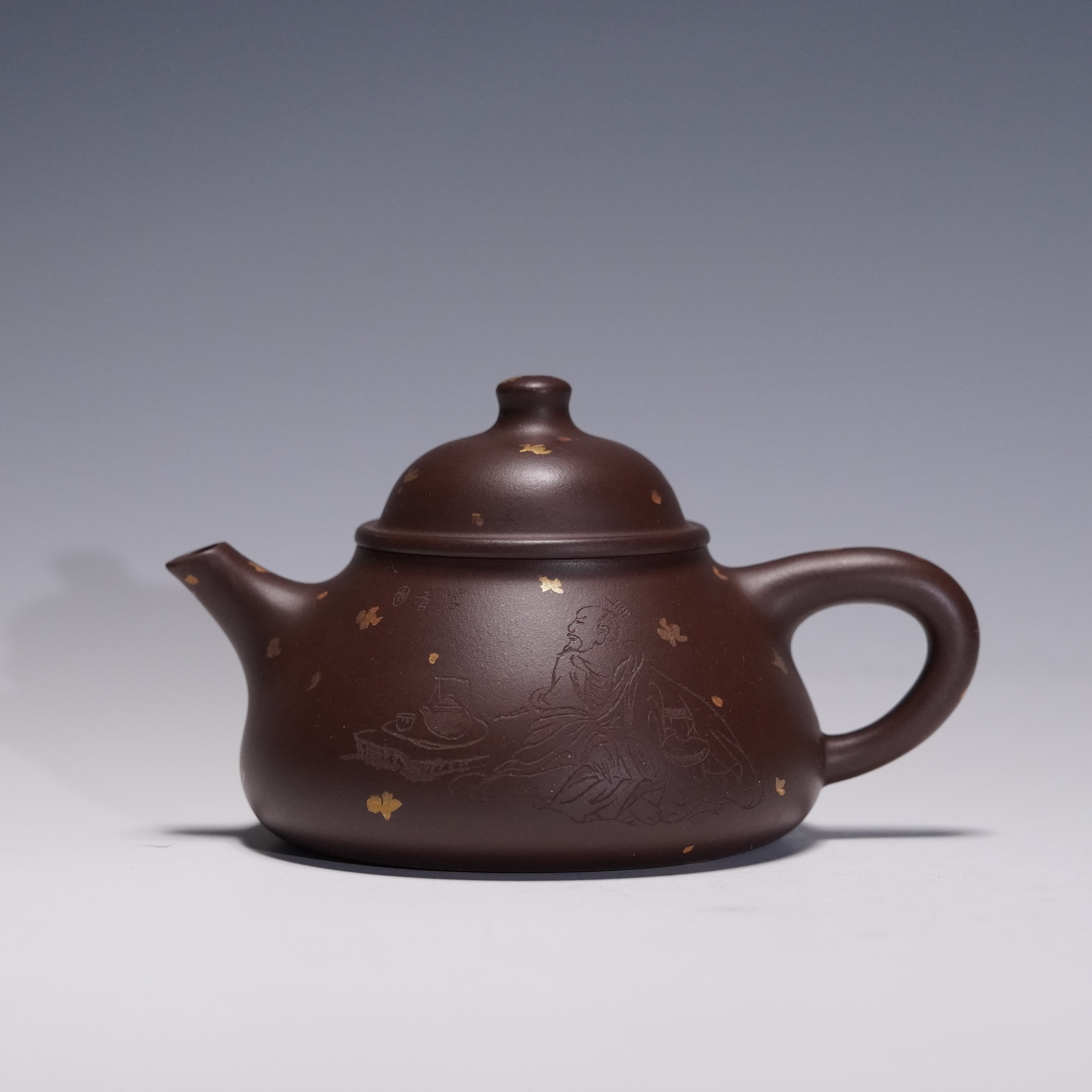 lot.21593 周俊健 紫泥笠帽石瓢壶 150cc