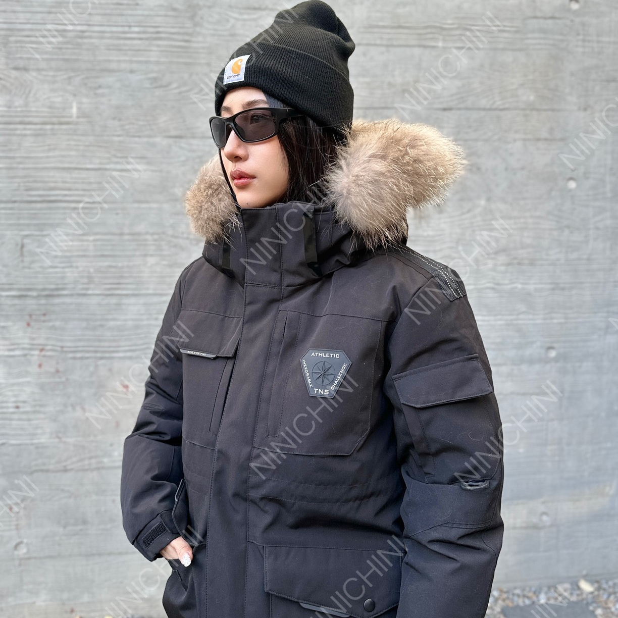 冬季加厚男女同款保暖毛领派克外套