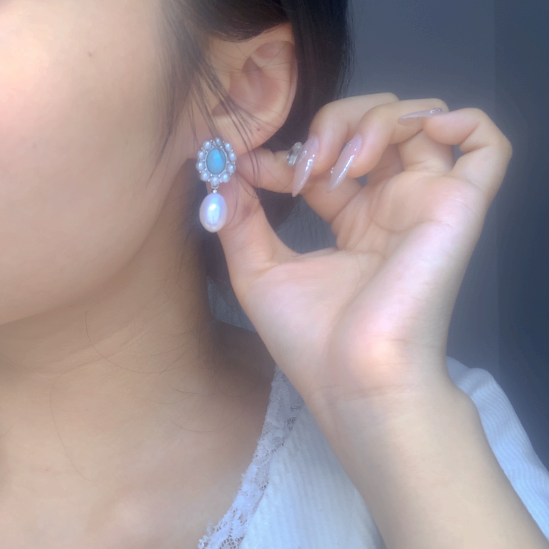 淡水珍珠耳饰银S925镶嵌