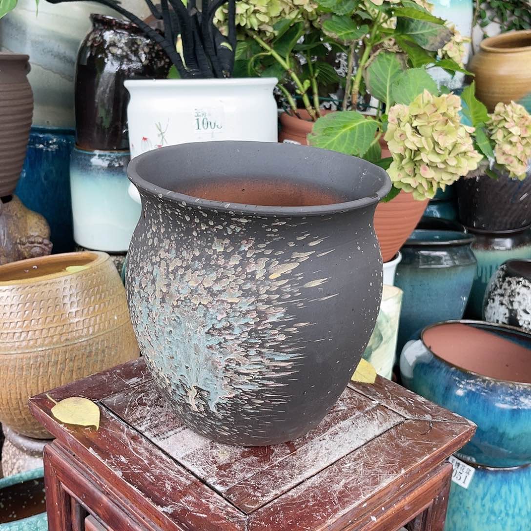 紫砂花盆王嫂花盆0609-五大黑 高23口21