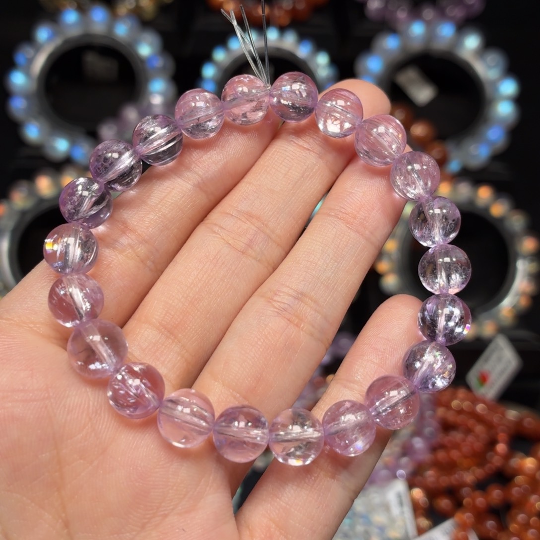 荷***蛋锂辉石手链未镶嵌高级紫锂辉手串