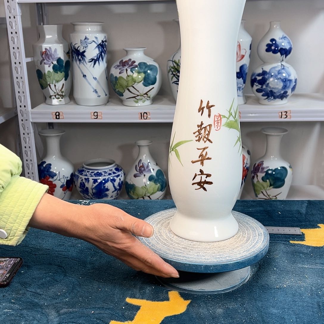 摆件景德镇陶瓷蛮绿竹