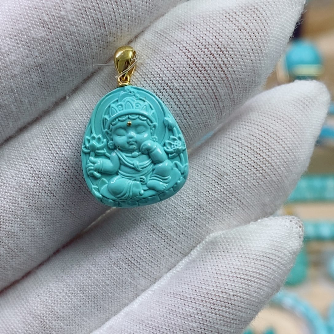 绿松石18K金镶嵌珠宝奇石